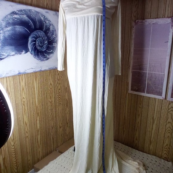 Maternity Elegant Fitted Maternity Gown Long Sleeve Cross-Front V Neck - Picture 6 of 9